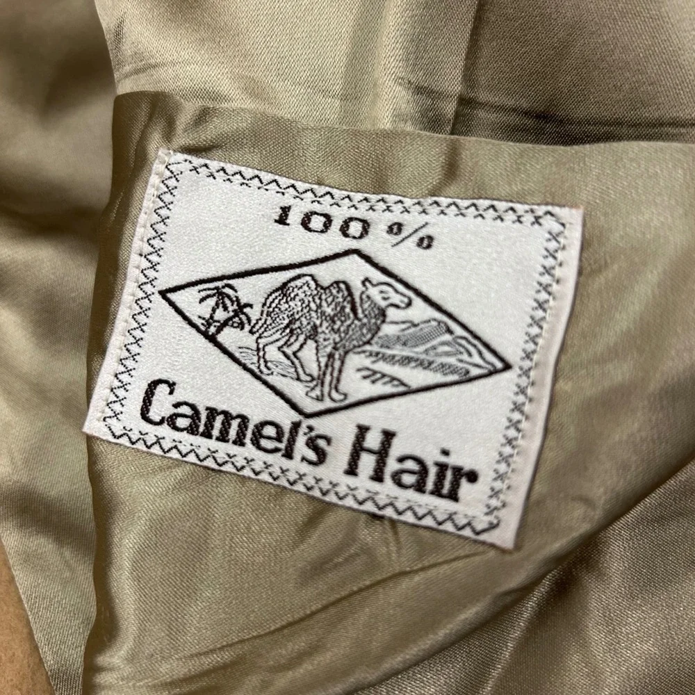 Brooks Brothers Overcoat 40R Tan Camel Hair Double Breasted Polo Coat Vintage - Picture 9 of 16